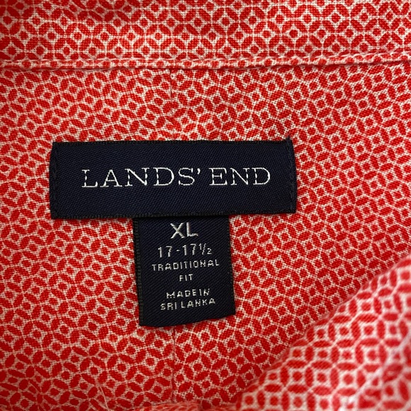 Lands End Shirt Mens XL 17- 17 1/2 Button Down Long Sleeve geometric print - Picture 8 of 12
